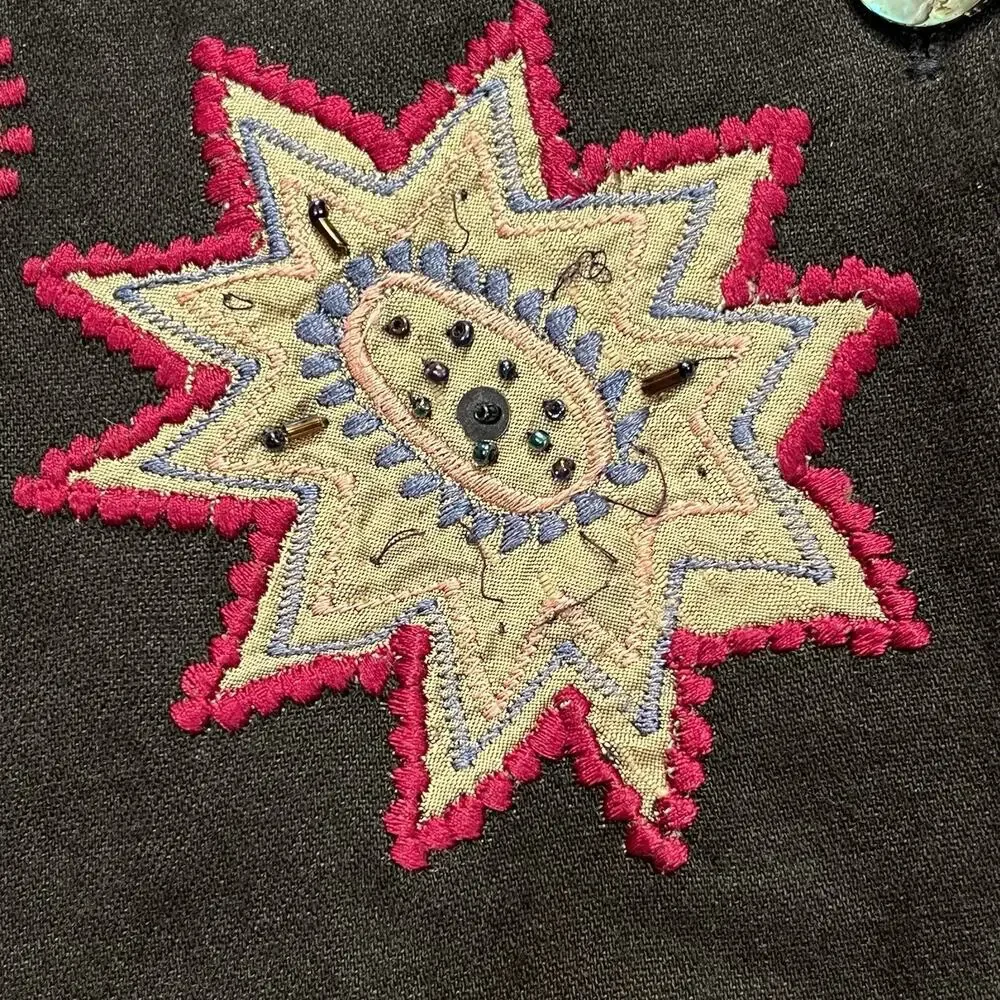 Yak Magik Jacket Women's Large Artisan Silk Embroidered Nepal Art to Wear Beaded